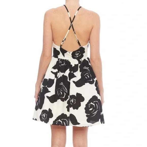 INA Rose Strappy High Neck Crisscross Back Fit and Flare Dress - Picture 8 of 8